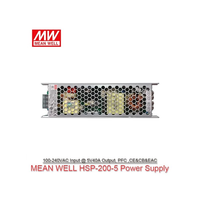 ALIMENTATORE MEANWELL HSP-200-5 40 AMPERE 5V PROFESSIONALE ALIMENTATORI PER LEDWALL MEANWELL